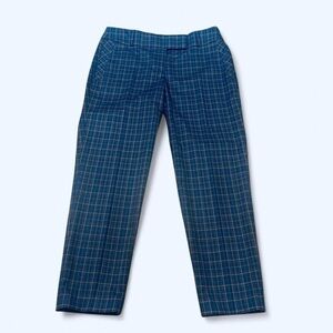 LOFT Navy Blue Plaid Straight Leg Trousers  Women’s 4